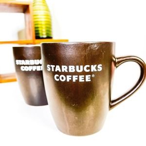 Starbucks Mugs (1 set of 2) Brown & Cream Classic Look